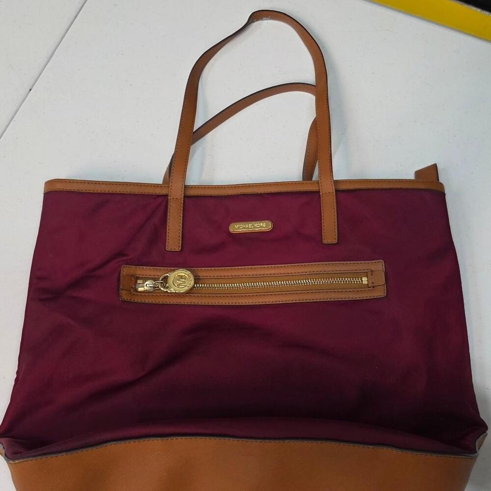Michael kors burgundy nylon tote